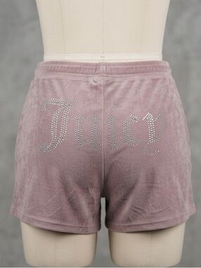 Juicy Couture Velour Rhinestone Logo Sleepwear Shorts Mauve Pink Size Large